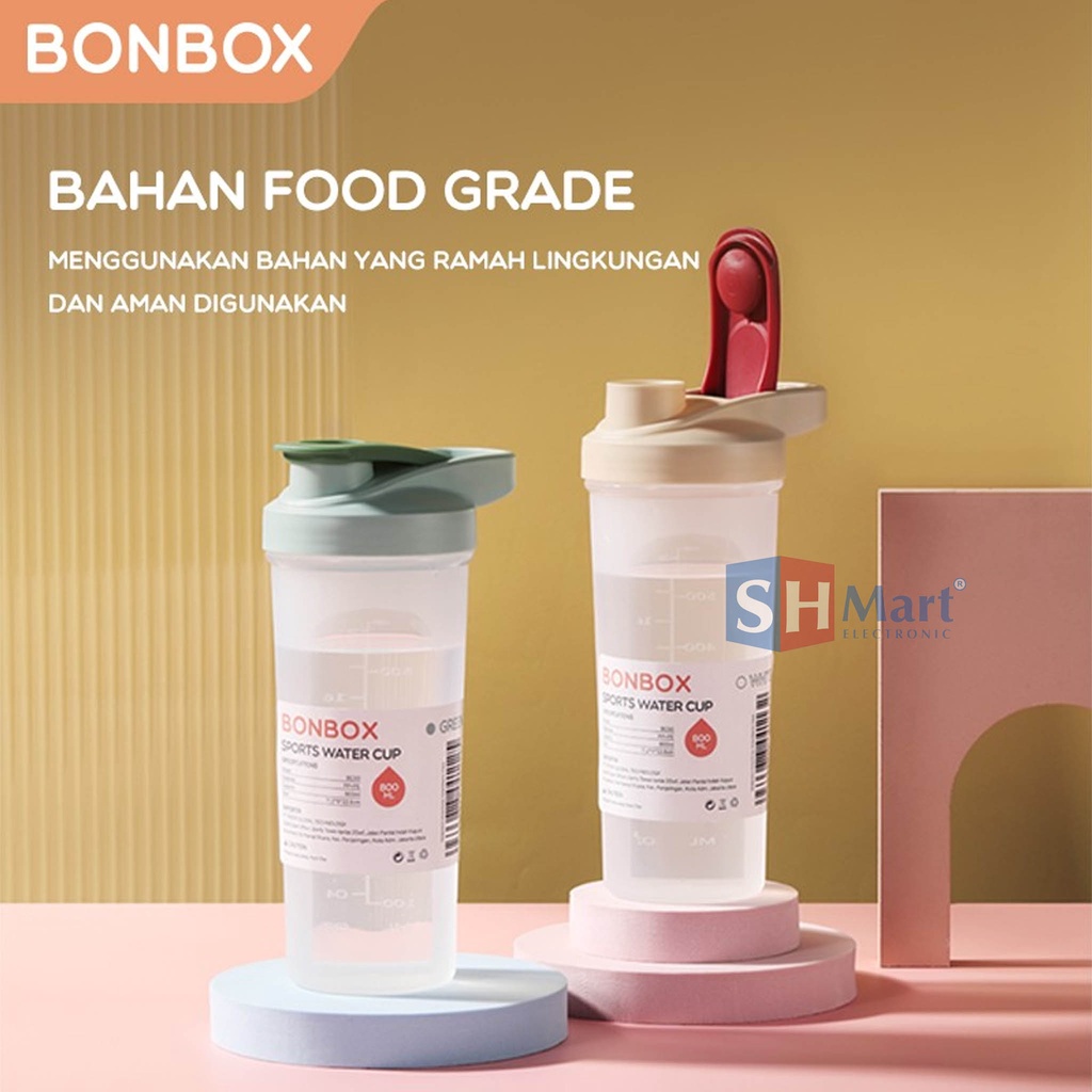 BONBOX BOTOL MINUM SHAKER PORTABLE PLASTIK SPORT ANTI BOCOR FOOD GRADE - GREEN
