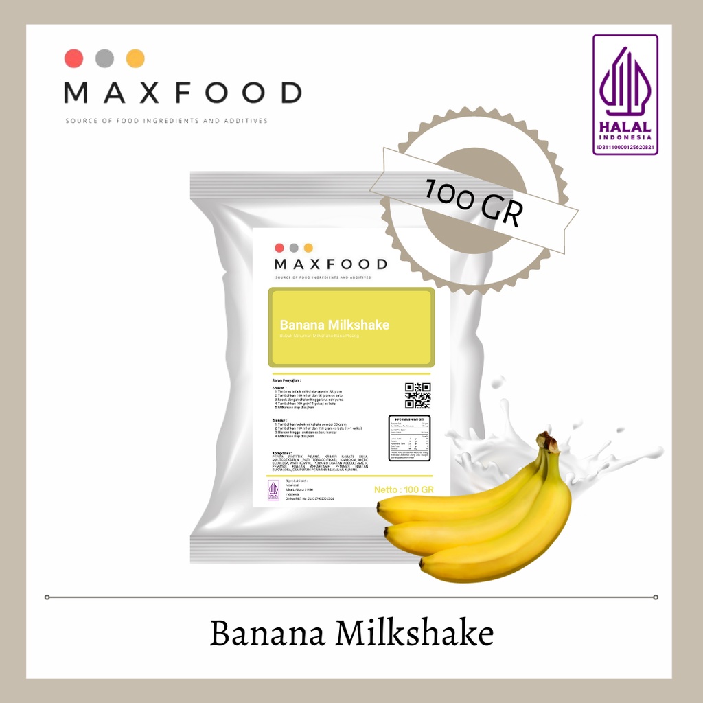 

MAXFOOD - Banana Milkshake / Bubuk Minuman Milksahake Rasa Pisang 100 Gram