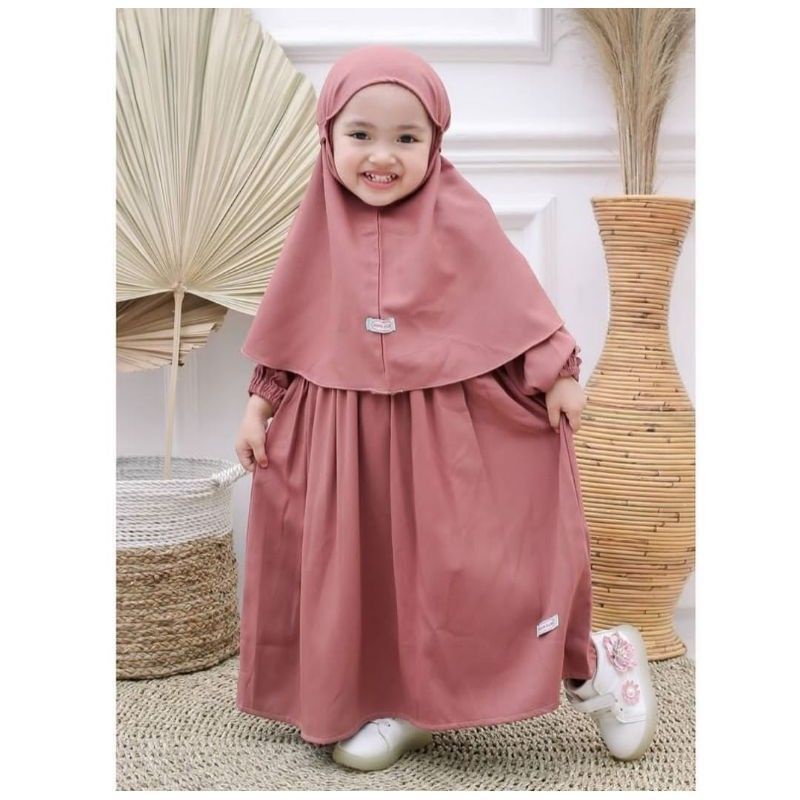 NurBarkah GAMIS ANAK NAIRA SYAR'I SET JILBAB USIA 1-10 TAHUN WARNA MILO DRESS BUSANA MUSLIM ANAK SER