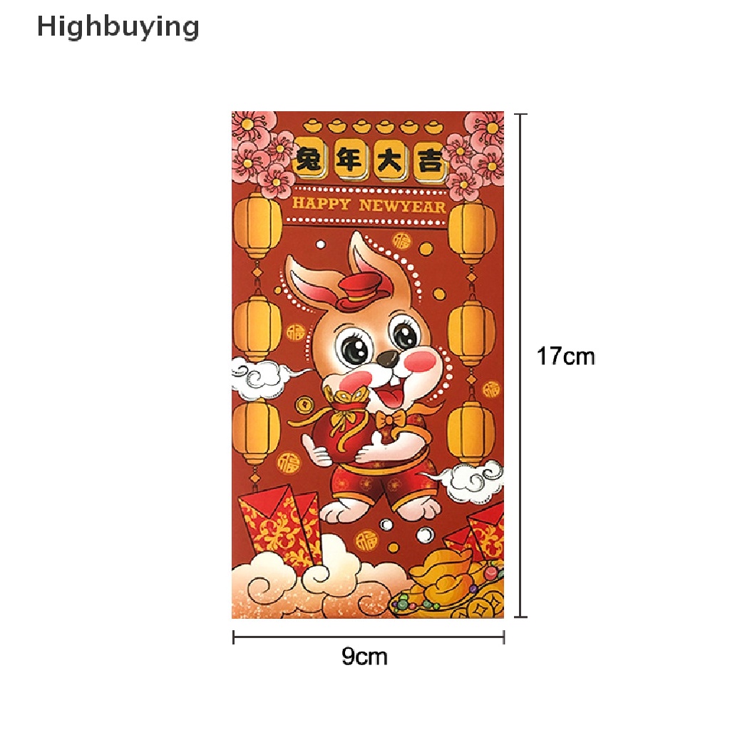 Hbid 6pcs Kartun Anak Hadiah Uang Packing Bag Amplop Merah 2023tahun Kelinci Merah Packet Imlek Money Packing Bag Lucky Red Packets Glory