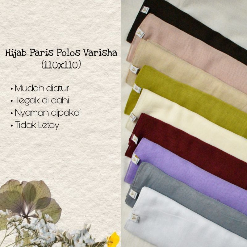 kerudung paris segiempat varisha polos size 110x110/kerudung hijab segiempat paris varisha polos