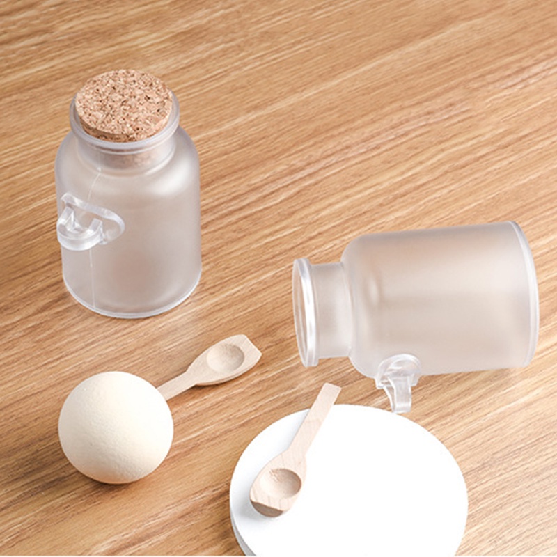 Botol Jar Kosong Bentuk Bulat Bening Matte Dengan Sendok Kayu Ukuran 200ml Untuk Kosmetik