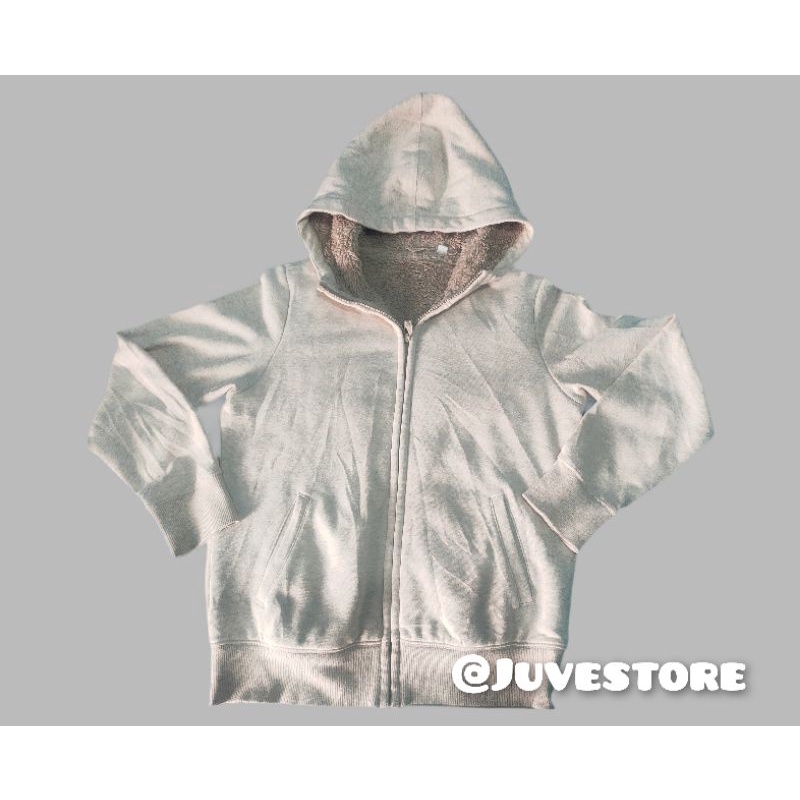HOODIE ZIPPER UNIQLO, PUTIH TULANG, Preloved/ Second, BRANDED ORIGINAL