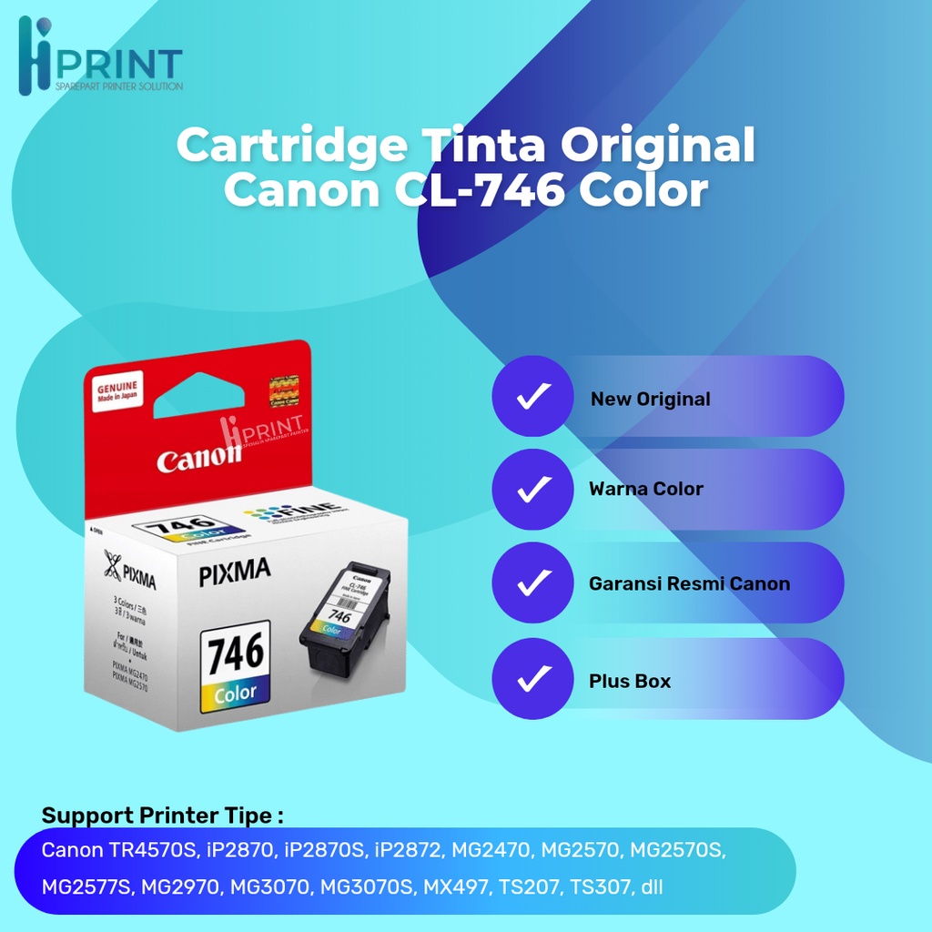 Cartridge Tinta Original Canon CL746 CL-746 CL 746 Color, Cartridge Printer Canon TR4570S TS207 New