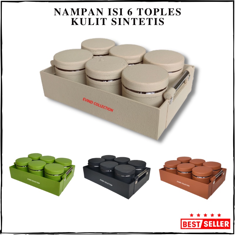 Nampan Kulit Sintetis + Toples 6 pcs | Baki Saji