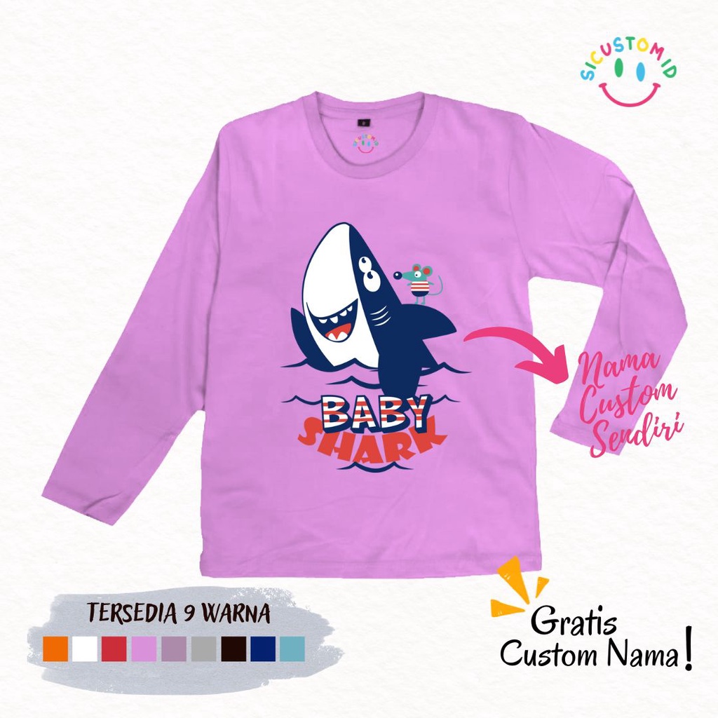 TERLARIS BAJU KAOS ANAK TANGAN PANJANG BABY SHARK KARTUN ANAK YOUTUBE