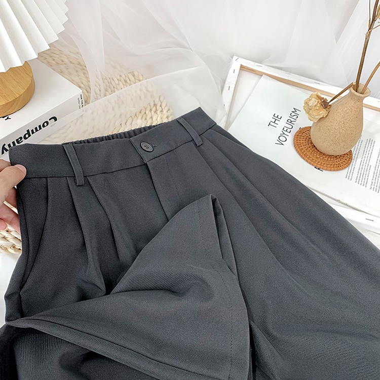 Korean Highwaist Loose Celana Setelan Panjang Wanita Premium (Ada karet)