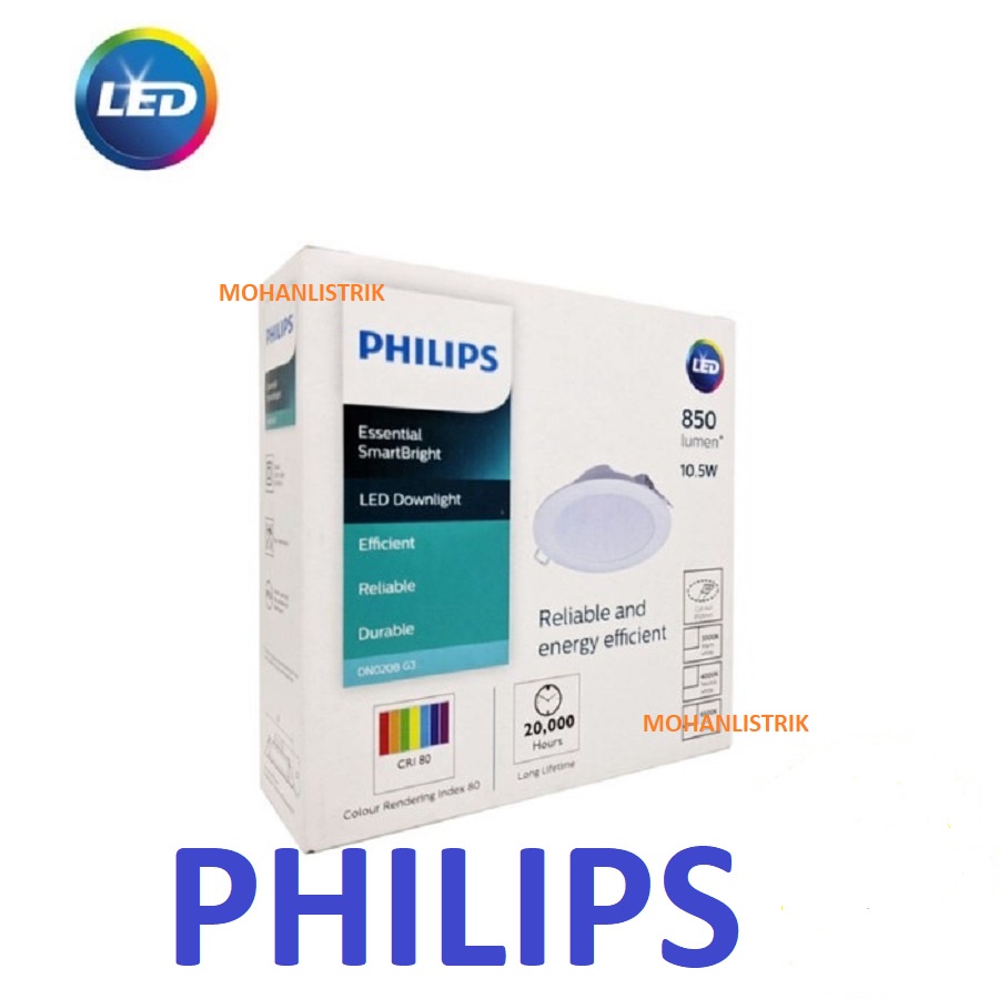 Lampu Led Panel Downlight Philips 10,5W 10,5 Watt DN020B G3 Inbow Bulat Cahaya Putih Lampu Led Hias