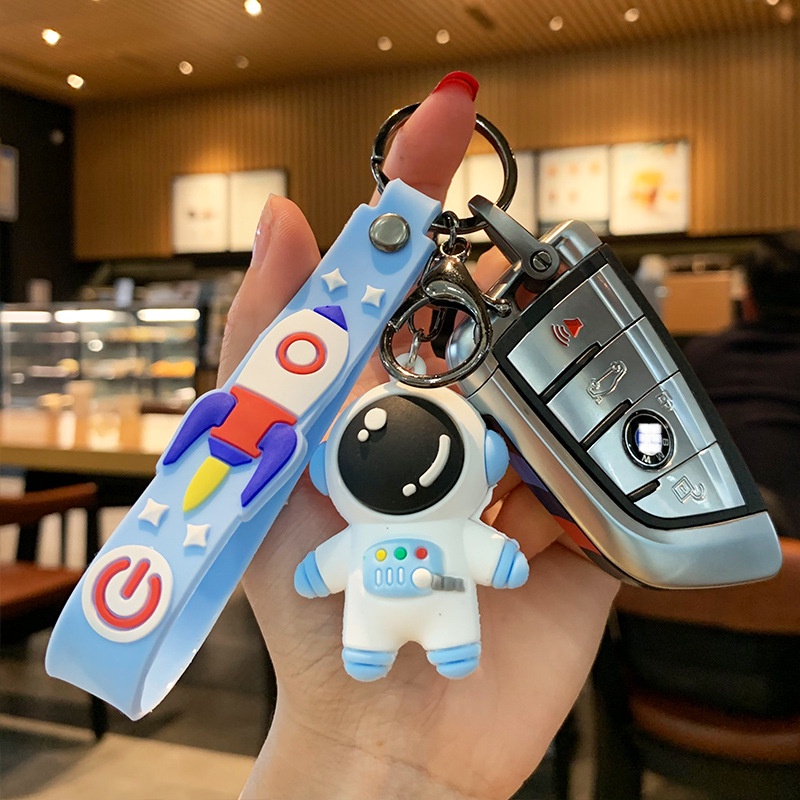 Kreatif Astronot Gantungan Kunci Pasangan Key Ring Charm Boneka Silikon Aksesoris Pasangan Tas Trendi Hiasan Hias