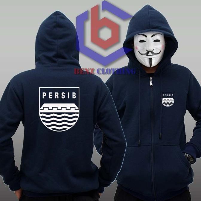 Jaket Hoodie Sweater Persib Outerwear Pria Wanita Zipper Resleting Depan Polos Sablon Polyflek Korea