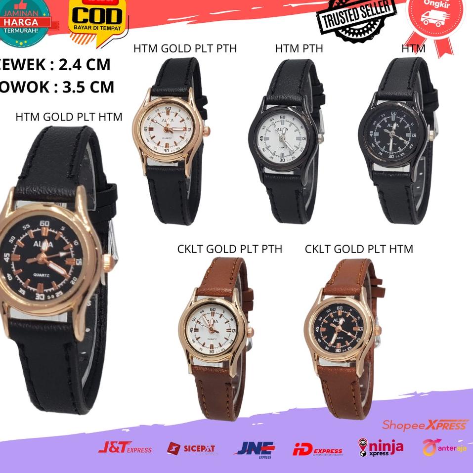 Z91 [COD] Jam Tangan Couple Fashion Analog Terbaru Remaja ABG Pria Wanita Strap Kulit Leather Alba B
