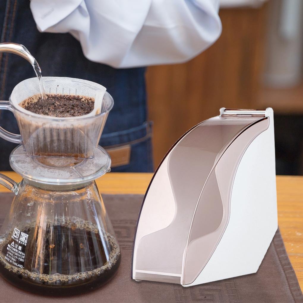 Tempat Saringan Kopi Bentuk Kerucut Hand Drip Paper Storage Box Rotatable Acrylic Reusable Container Cafe Meja Laci