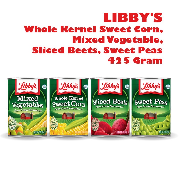 LIBBY'S Whole Kernel Sweet Corn, Mixed Vegetable, Sliced Beets, Sweet Peas 425 Gr