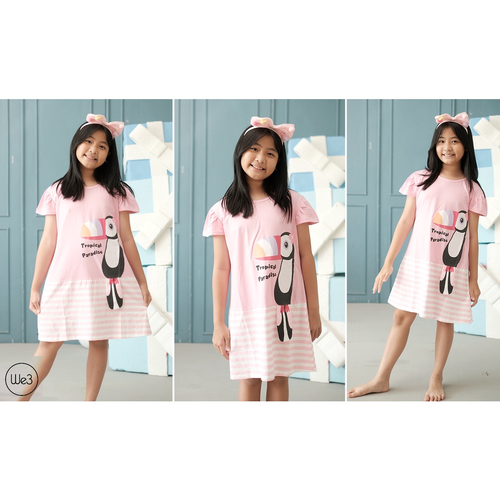 V3 / We3 Daster Dress Baju Tidur Piyama Anak Perempuan Tangan Pendek 1-12Tahun NEW