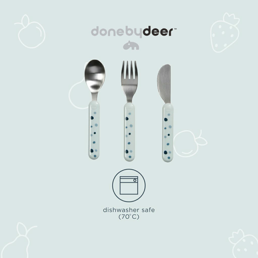 Done By Deer Silicone Cutlery Set Dreamy Dots - Sendok Makan Anak