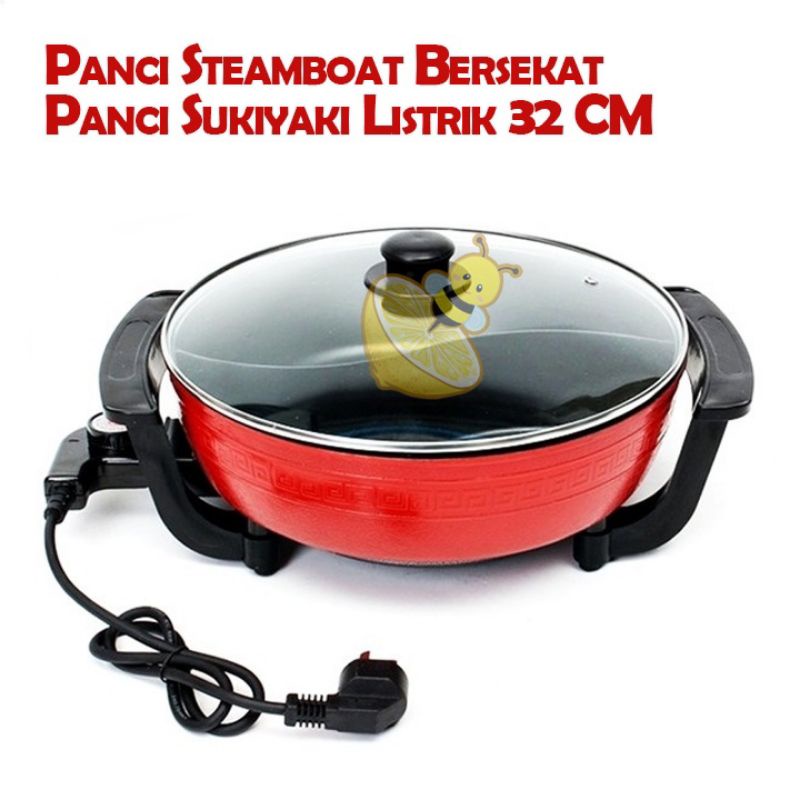 Panci Steamboat Bersekat Panci Sukiyaki Listrik 32 CM