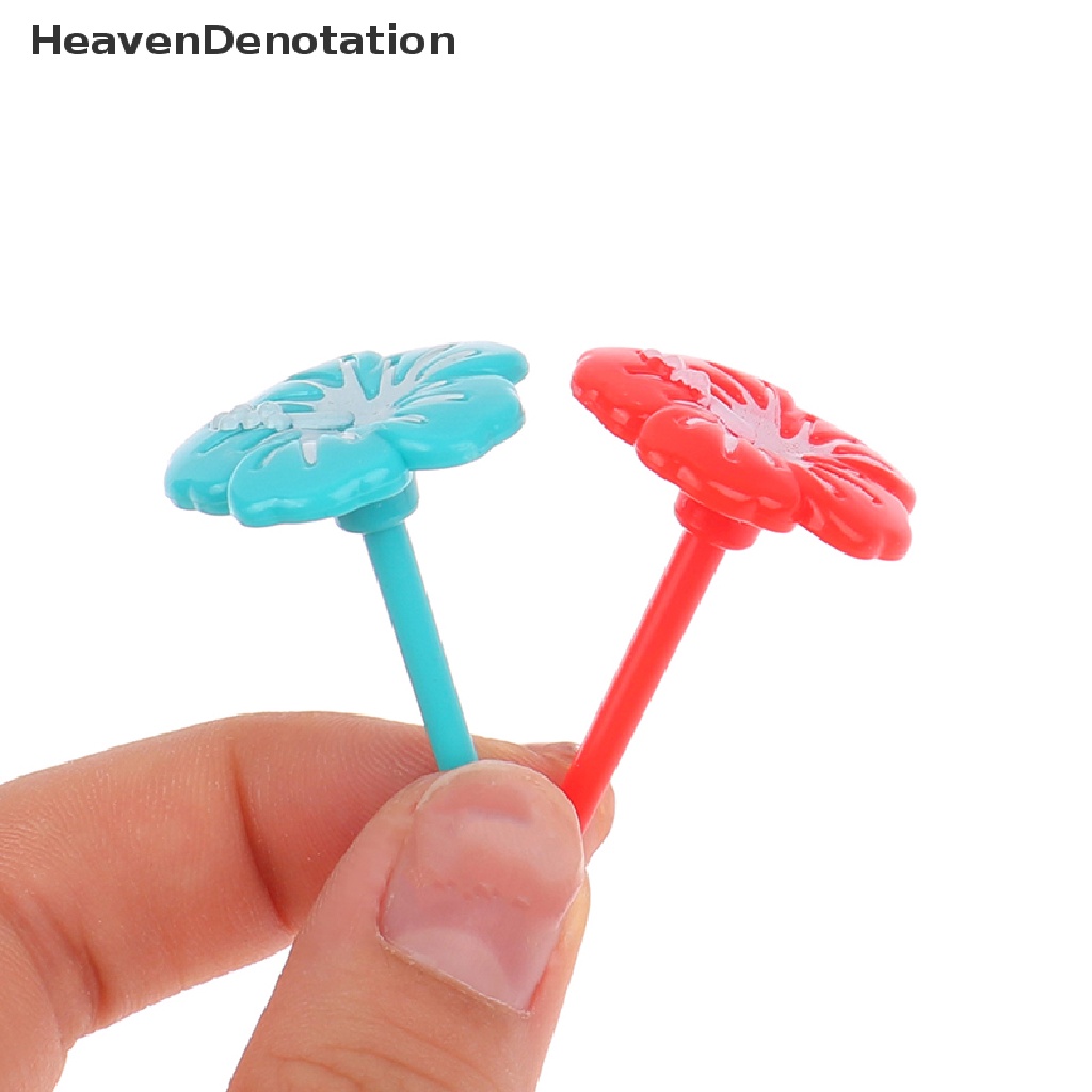 [HeavenDenotation] 4 / 10 Pcs Cute Flower Fruit Fork Plastic Kids Bento Lunch Snack Food Toothpick HDV