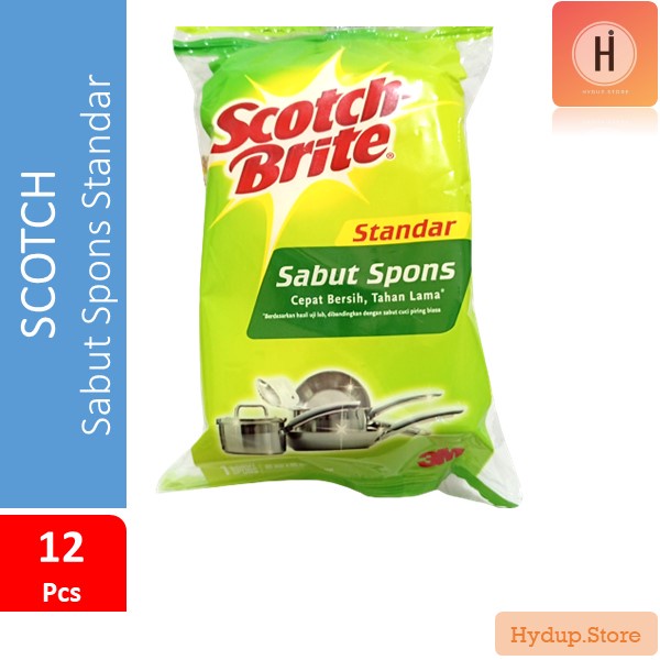 Sabut Spon Scoth Brite Standar Cuci Piring Renceng isi 12 Pcs