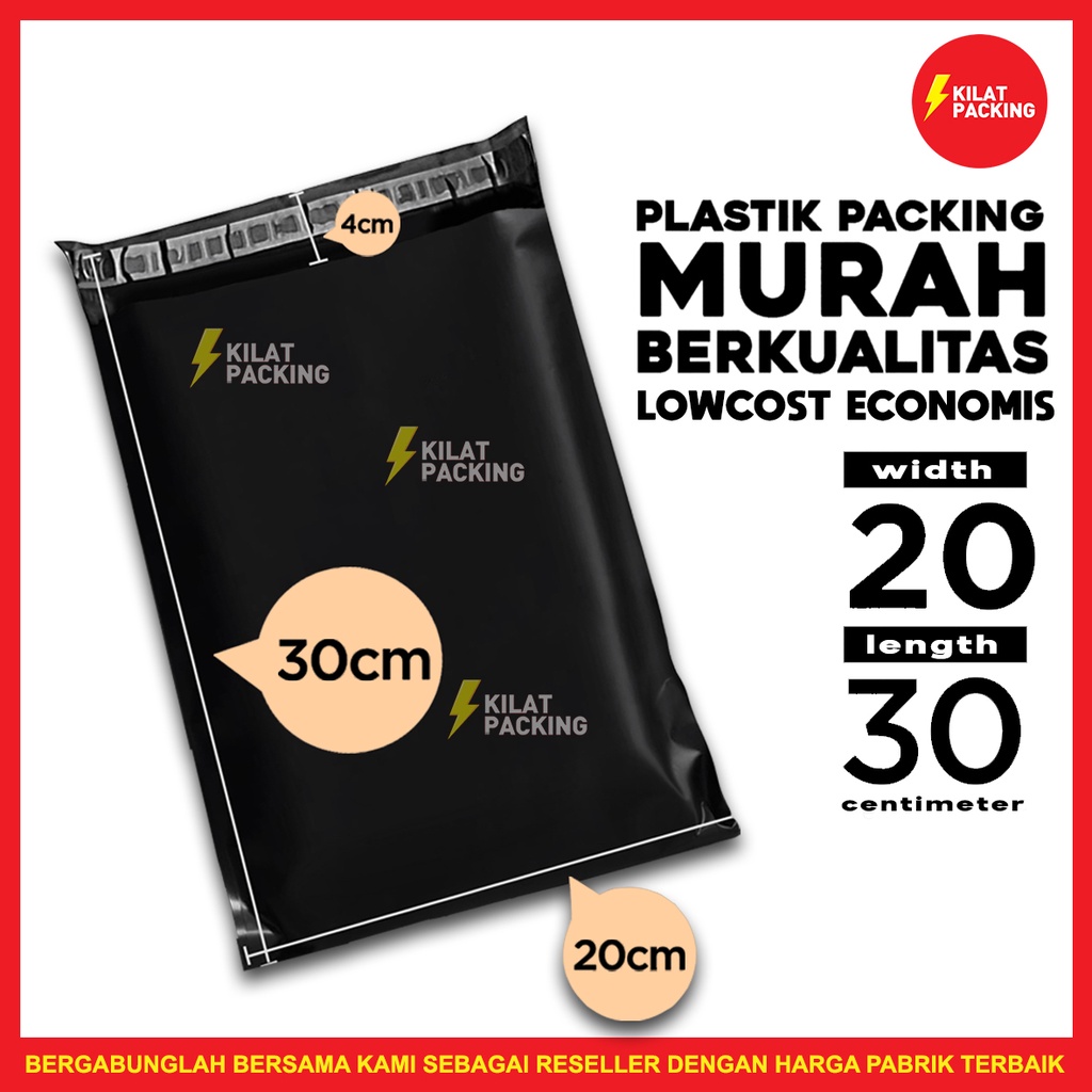 

Polymailer Low Cost Ekonomis Plastik Amplop Packaging Olshop Hitam 20x30cm
