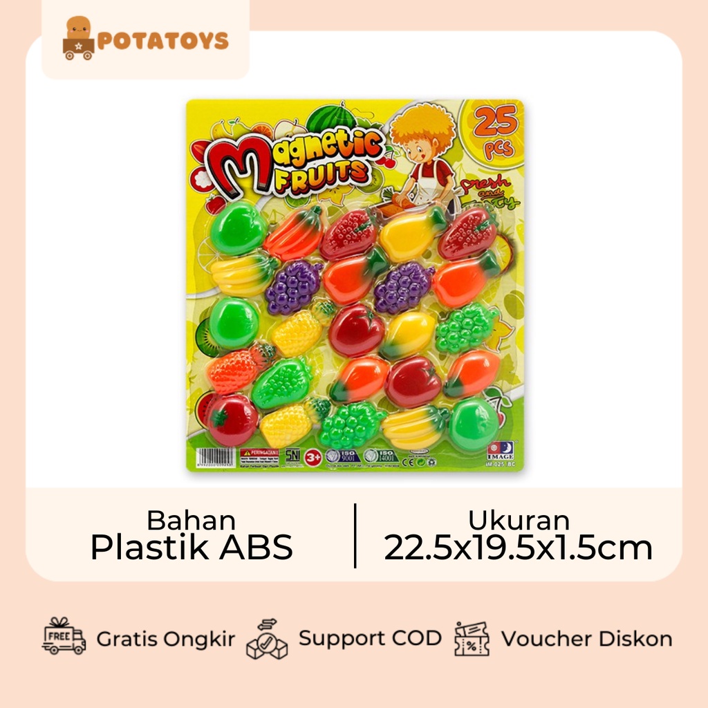 [ Potatoys ] Magnetic Fruits / Mainan Tempelan Kulkas Buah / Mainan Magnet Tempelan Kulkas Buah 20pcs