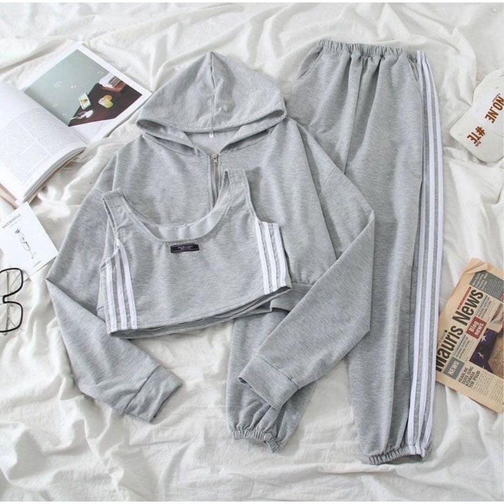 3 IN 1 JOANA SPORTY SET SWEATER DAN JOGGER FLEECE (IC)