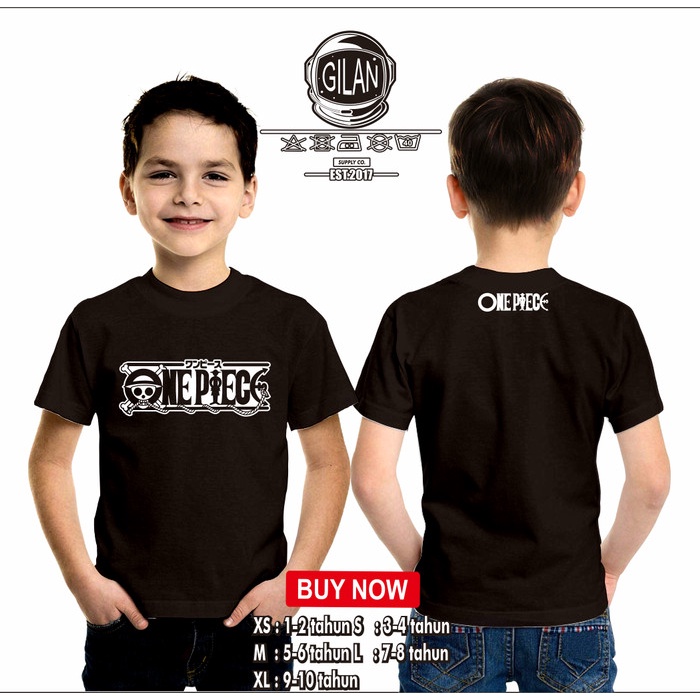Kaos Baju Anak Anime ONE PIECE Logo Monkey D Luffy Kaos Anak - GIlan - XS