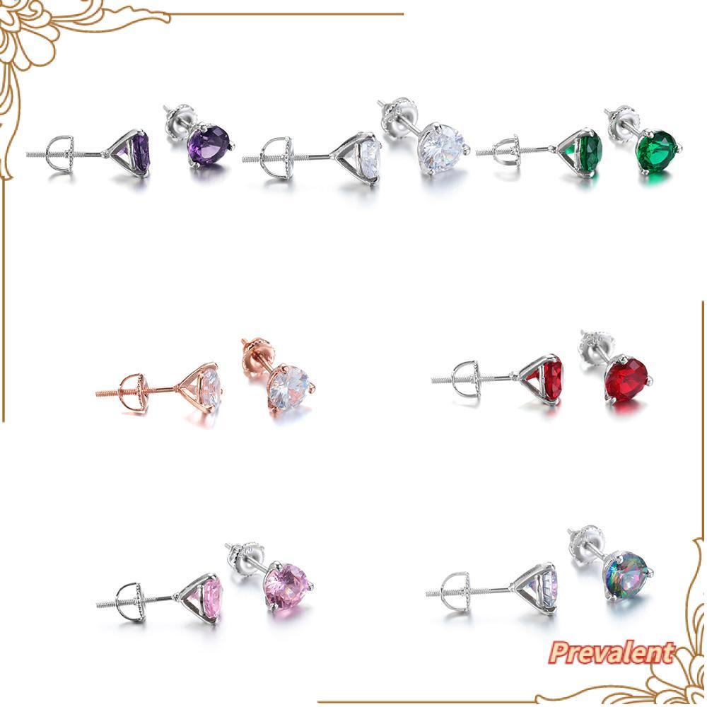 Preva Anting Cabang Tiga Fashion Tindik Shiny Wedding Engagement Multicolor Zircon Aquamarine