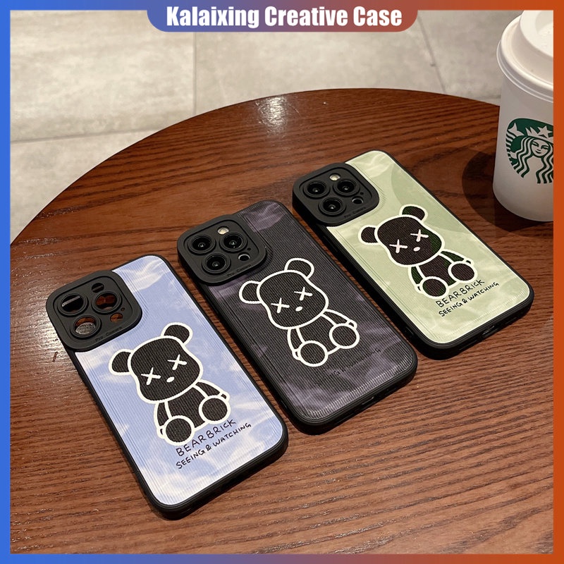 Casing Motif Bearbrick Garis Vertikal Untuk iIPhone 14 Pro Max13 12 11 Pro 14 Plus X Xs Max XR Back Cover