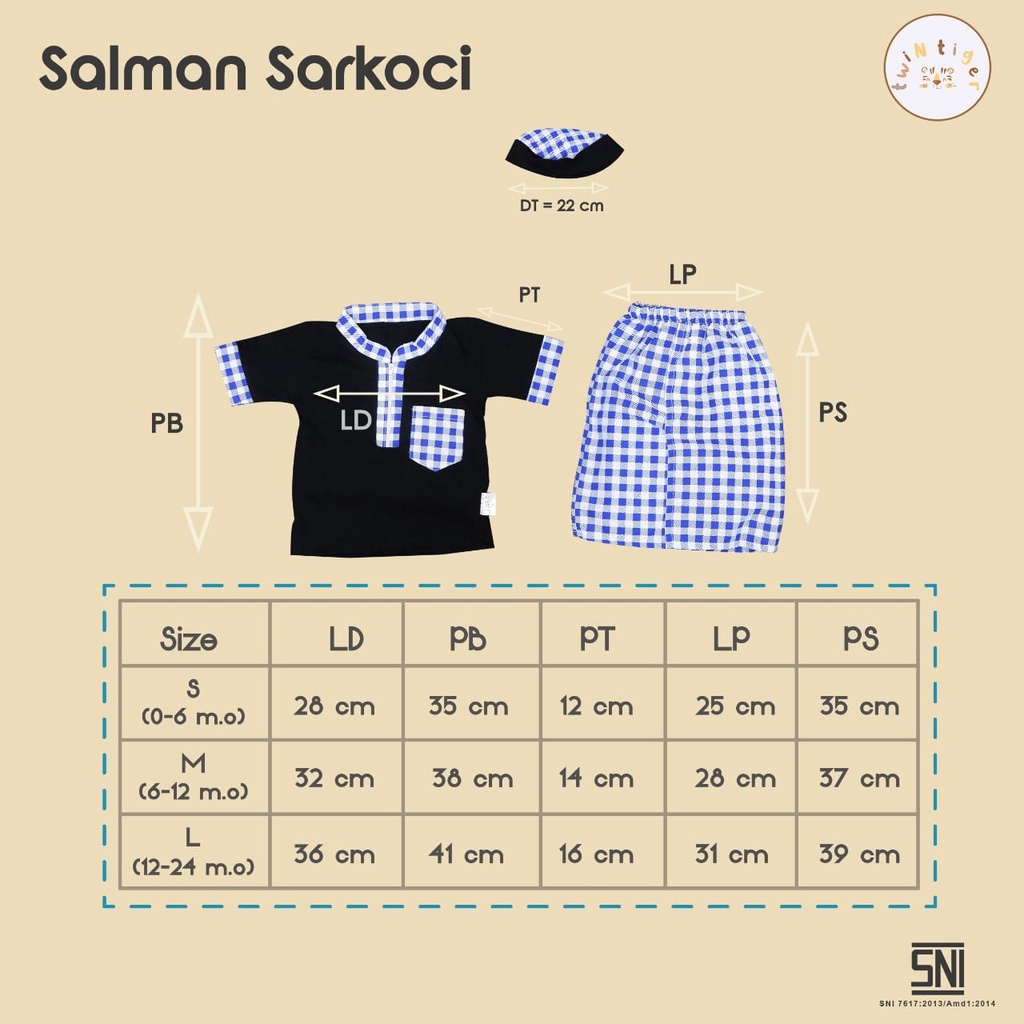 SETELAN MUSLIM BAYI MURAH BAJU KOKO BORDIR ANAK  SARKOCI TWIN TIGER ( SARUNG KOKO PECI ) AQIQAH