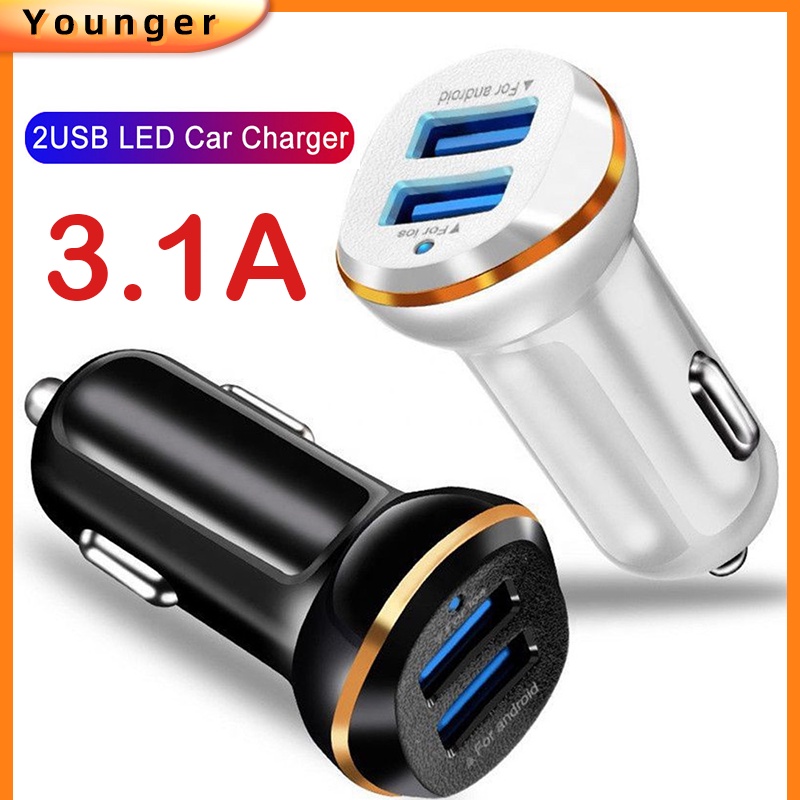 3.1a Dual USB Charger LED Blu-ray Phnom Penh Charger Mobil Dual USB Car Charger Mini USB C Car Charger Untuk i-Phone Android Tipe C