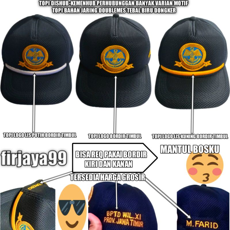 topi dishub-kemenhub perhubunggan/topi perhubunggan terbaru/topi dishub terbaru/topi perhubunggan lo