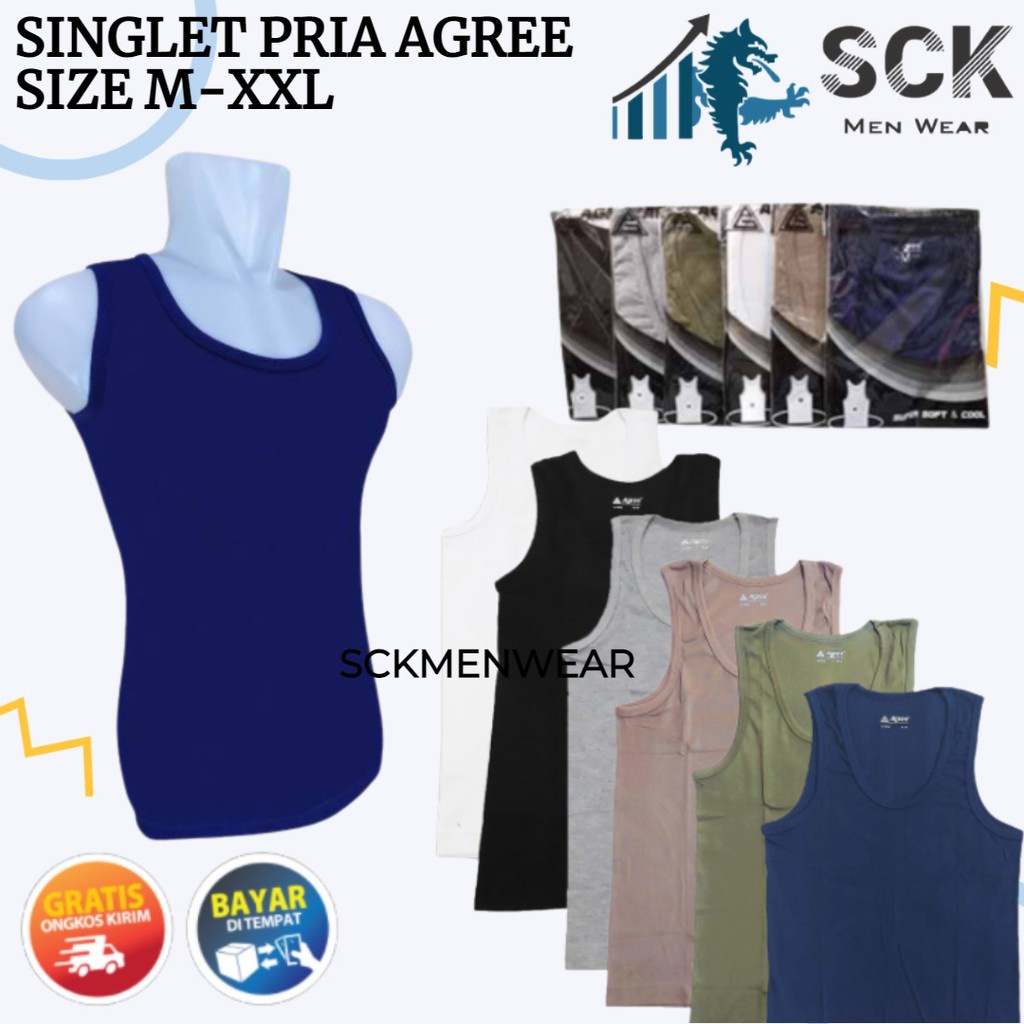 Singlet Pria AGREE 6 WARNA / Kaos Dalam DEWASA / Pakaian Dalam Cowok  - sckmenwear GROSIR