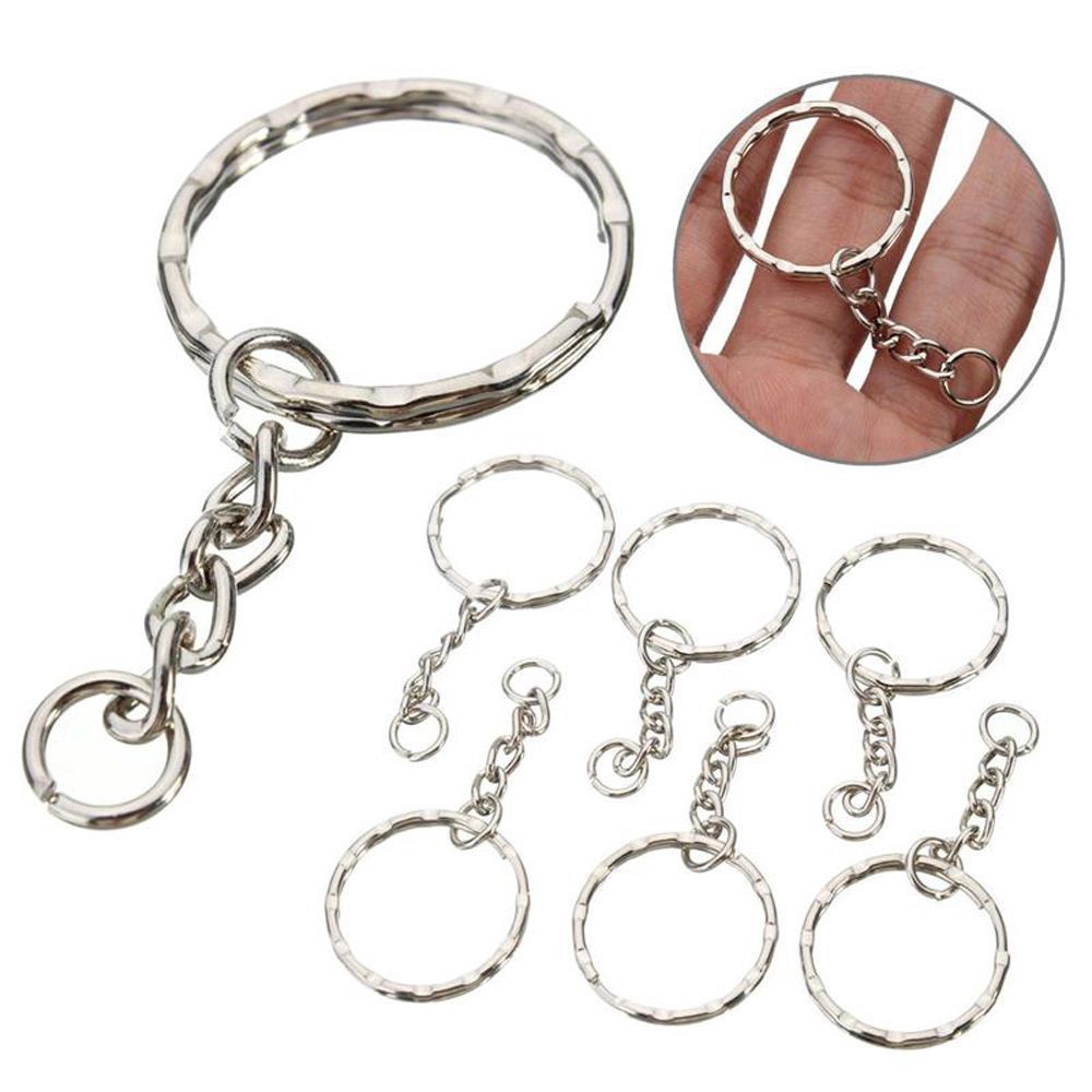 50 Pcs/Tas Populer Berlapis Perak Logam Kosong Kunci Cincin Split Ring Link Rantai DIY Gantungan Kunci Aksesoris Perhiasan Aksesoris Gantungan Kunci Aksesoris Mobil Kunci Rings Split Ring Key Rings