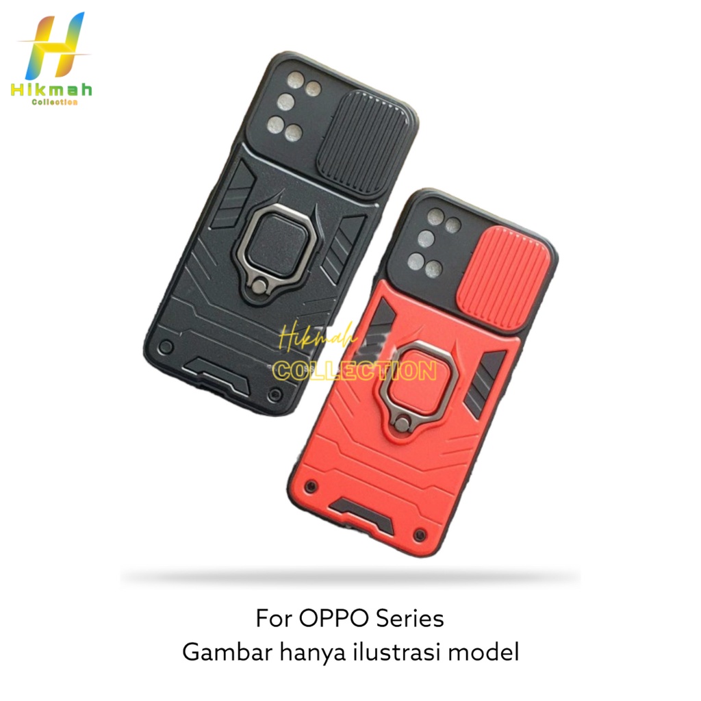 Oppo A15 A15s A16 A16s Hardcase Armor Magnetik Tahan Benturan Perlindungan Kamera Slide Camera