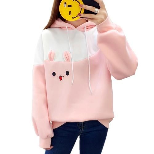 Hoodie Wanita Korean Fashion RABBIT COMBIE Sweater Jumper Lucu Style Terkini Outfit Kece