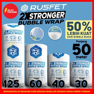 

HJK Plastik Bubble Wrap 50Meter RUSFET Bubblewrap Buble Packing Babel Wrap Tebal ROLL