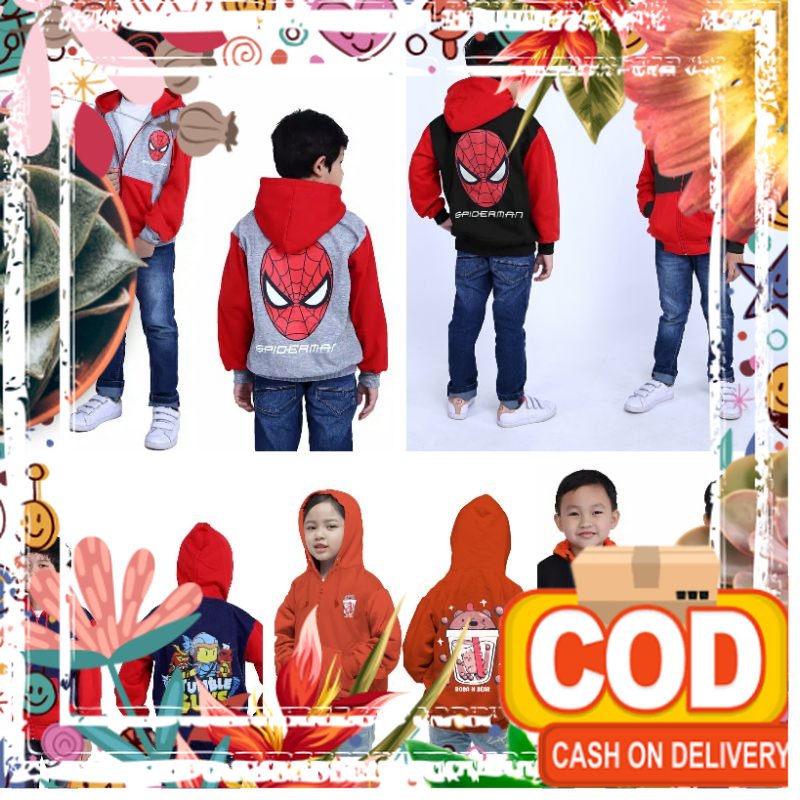 jaket anak laki laki 1-8 tahun spiderman / gemas kado