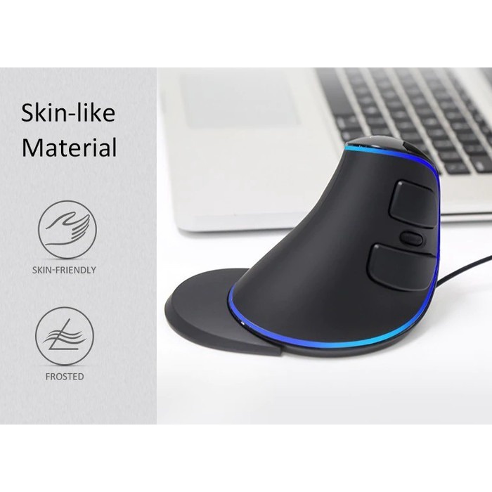 Delux M618 Plus Wired Blue Light Vertical Mouse With Wrist Palm