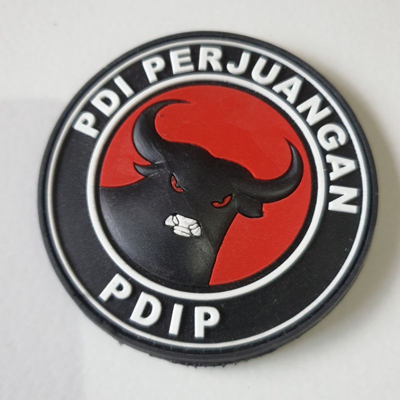 patch rubber logo partai PDI perjuangan / pdip / pemilihan umum / pemilu / tempelan emblem karet velcro