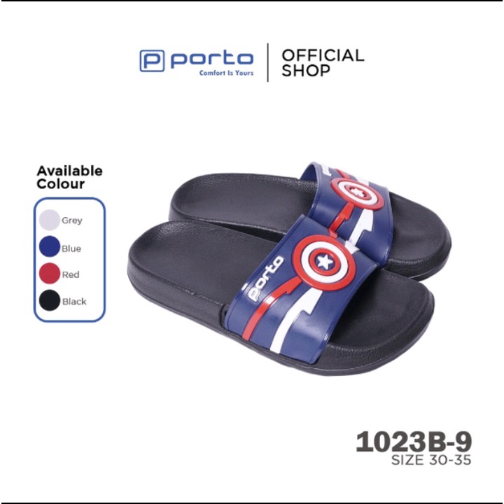 Humairah_OldShop || Sandal selop karet anak laki-laki/ Sandal anak karakter avanger/ sandal karet anak porto 1023BK-9