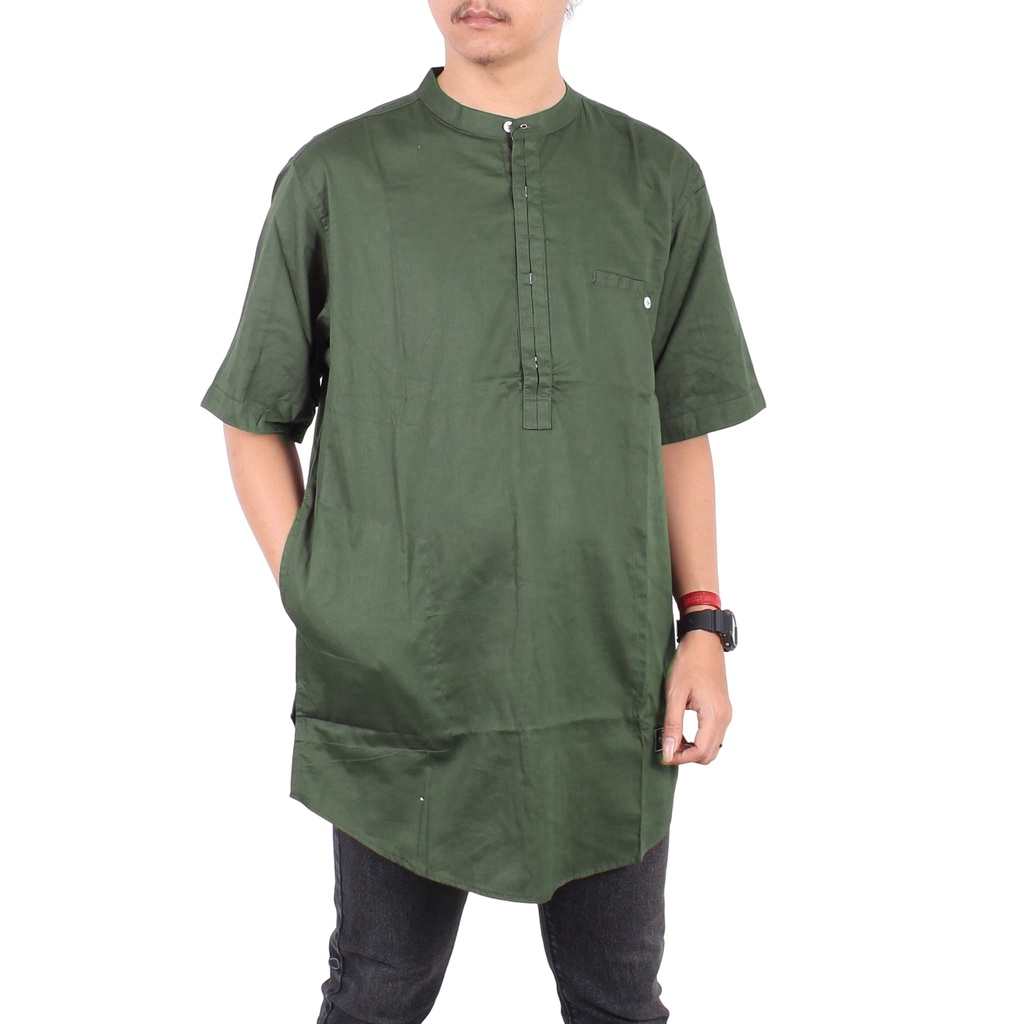 Kent Koko Kurta Pria Lengan pendek Green Army