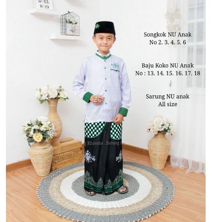 Terlaris Setelan anak Sarkoci | Baju Koko NU + Sarung NU Anak Remaja | Setelan Baju dan sarung NU