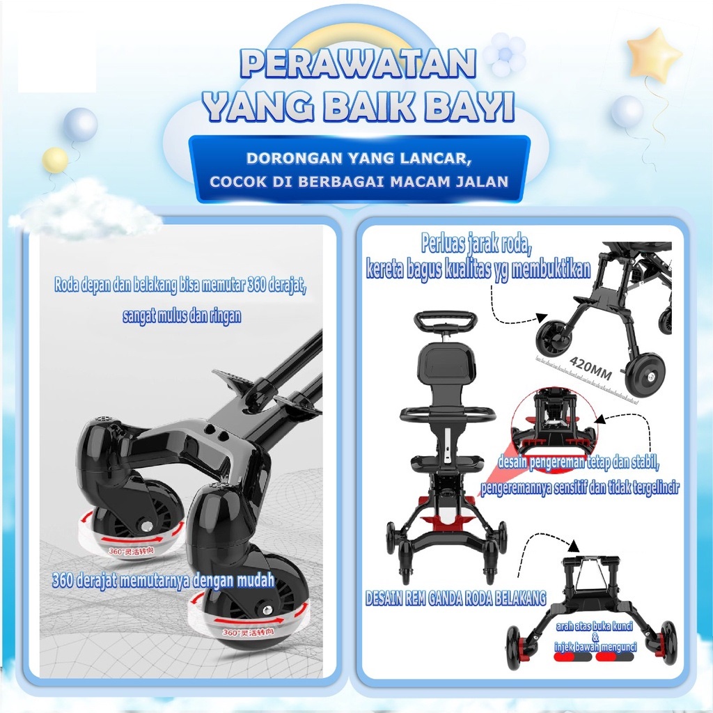 FULL SET Kereta Dorong Bayi 2 ARAH / Stroller Baby Q1 Travel