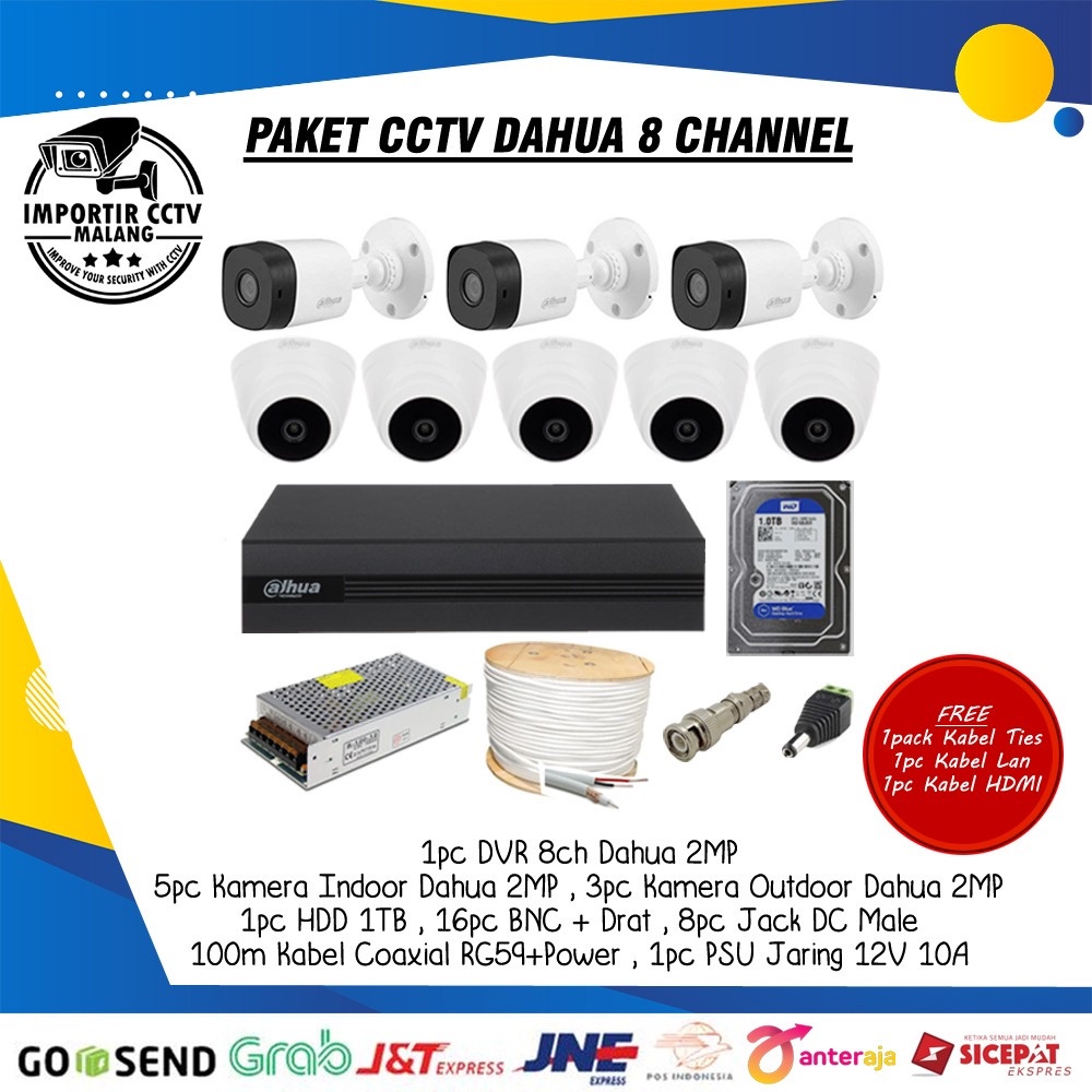 PAKET CCTV DAHUA 8 Channel 8 Kamera
