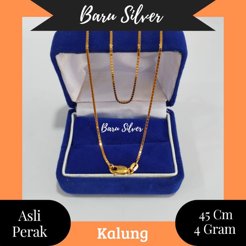 Kalung Itali Kaca 4 Gram, Sepuh Emas Kuning, Perak 925