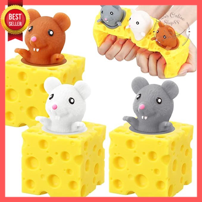 GOS -B413- Mainan Squishy Tikus Keju - Squishy Karet Silikon - Mainan Squishy Pencet - Tikus Keju Mainan Anak Karet