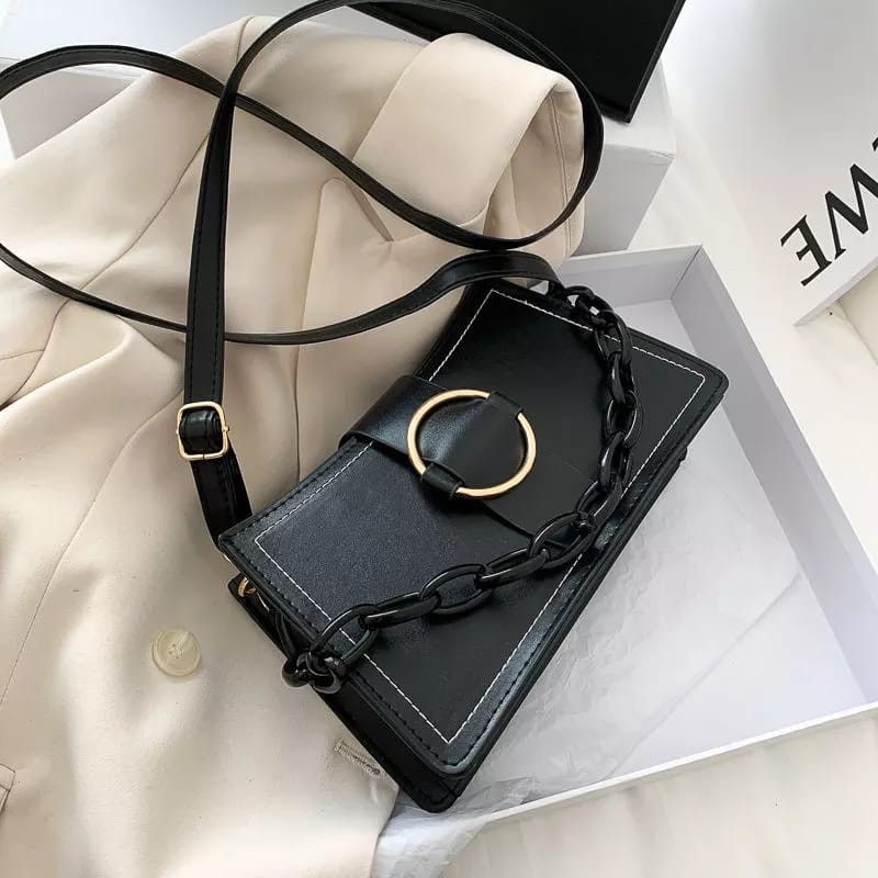 Tas Selempang Wanita CELIA BAG Simple Sling Bag Wanita Bahan Miniso Double Penutup Resleting Dan Magnet | Tas Rantai Wanita | Sling Bag Rantai Wanita | Tas wanita terbaru 2023 | Tas slempang wanita Terbaru |Tas cewek Wanita