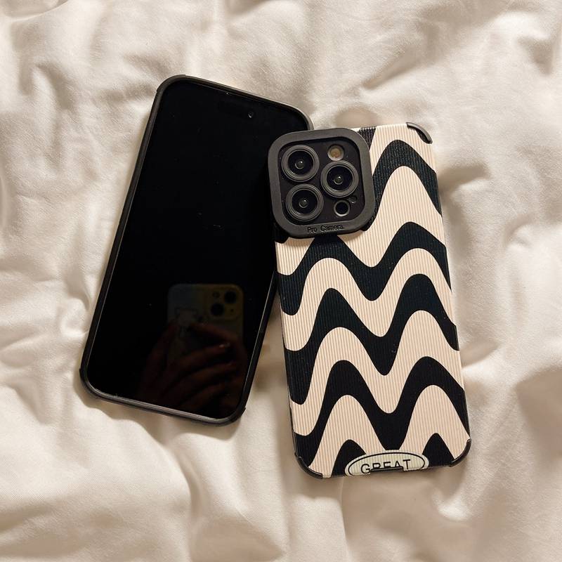 Fashion Art Zebra Wave Soft Case HP iP iPhone 6 6S 7 8 14 + Plus SE 2020 X XS XR 11 12 13 Pro Max Black White Casing Apple