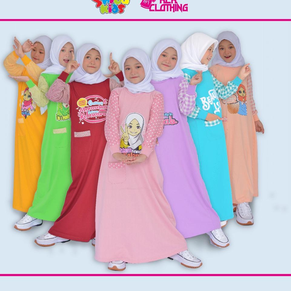 Best Product Gamis Anak / Pakain Muslim Anak  Perempuan  Bahan Kaos  Katun Lengan  Katun Jepang Merk