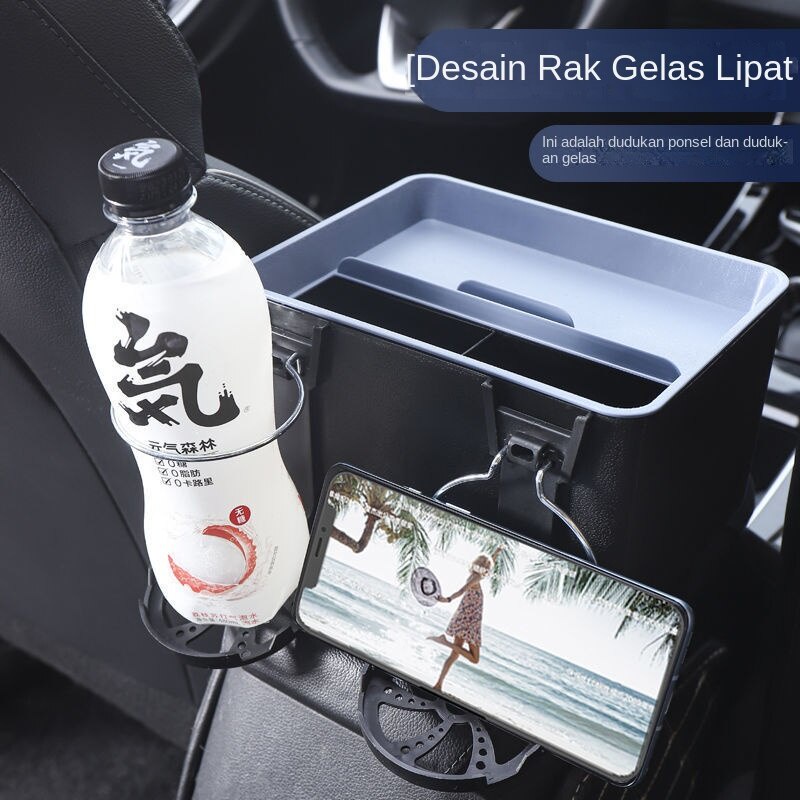 【Ready Stock】Kotak Tisu Multifungsi Untuk Sandaran Tangan Mobil Dengan 2 Cup Holder/Mobil Car Cup Holder/Kotak Jaringan Kertas Multi-fungsi